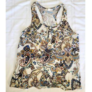 5/$15 SALE!  Forever 21 Paisley Print Tank Top Sleeveless Tee Buttons Racerback